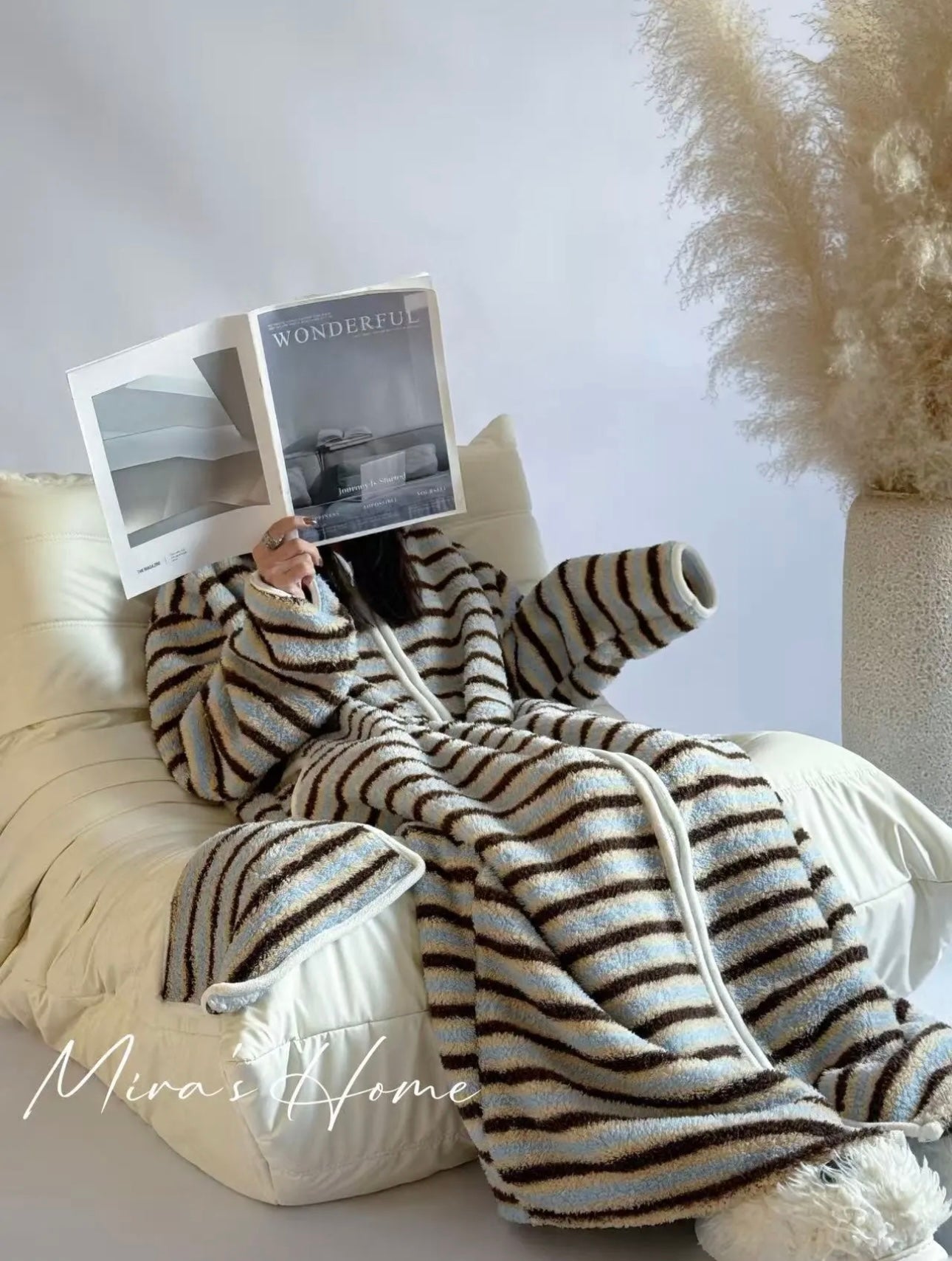 Popcorn Fleece Hooded Home Loungewear Robe