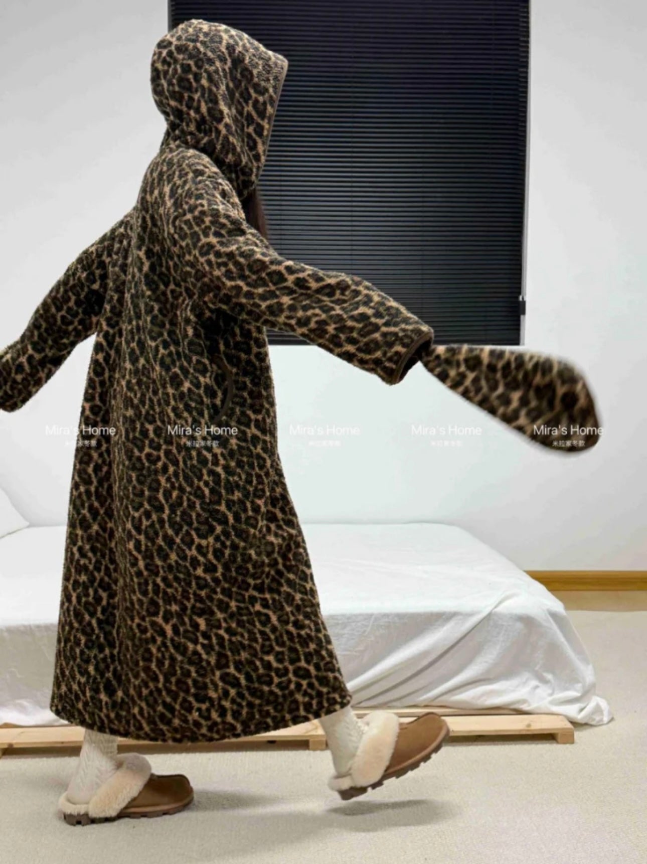 Popcorn Fleece Hooded Home Loungewear Robe