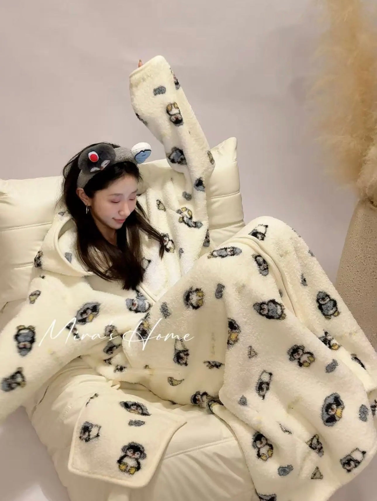 Popcorn Fleece Hooded Home Loungewear Robe