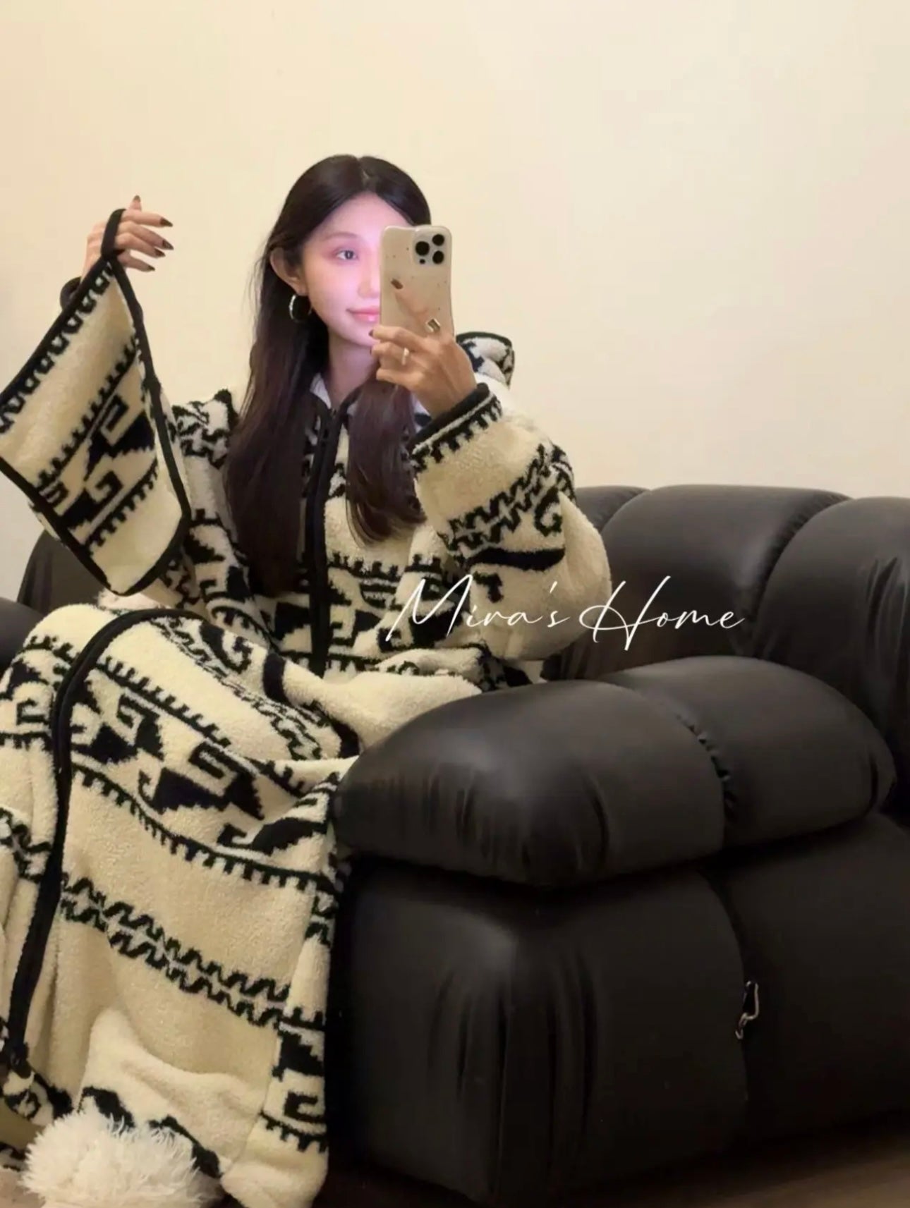 Popcorn Fleece Hooded Home Loungewear Robe