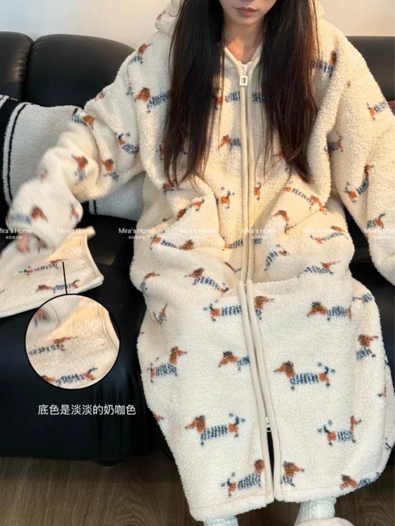 Popcorn Fleece Hooded Home Loungewear Robe