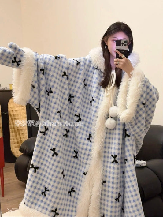 Plush Fleece Cape Home Loungewear Coat