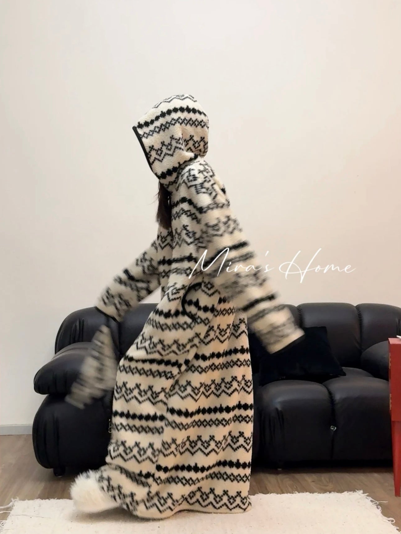 Popcorn Fleece Hooded Home Loungewear Robe